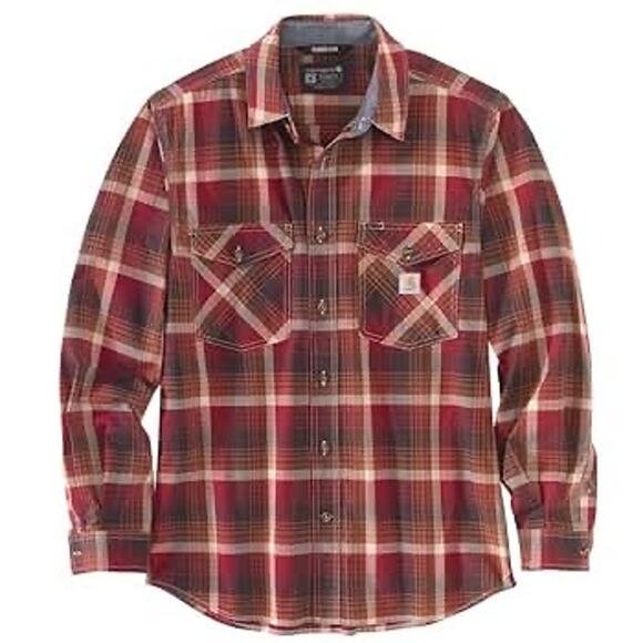 Carhartt Other - Carhartt Men's‎ Tall Plaid Relaxed Fit Flannel Shirt Red Black - Size XL